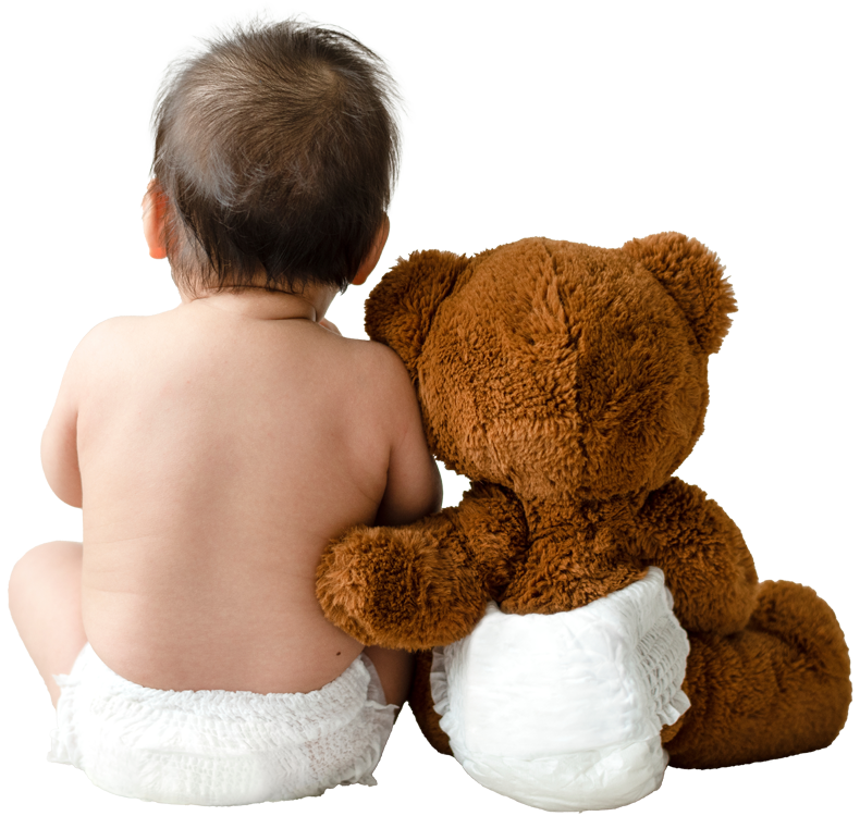 bébé et peluche